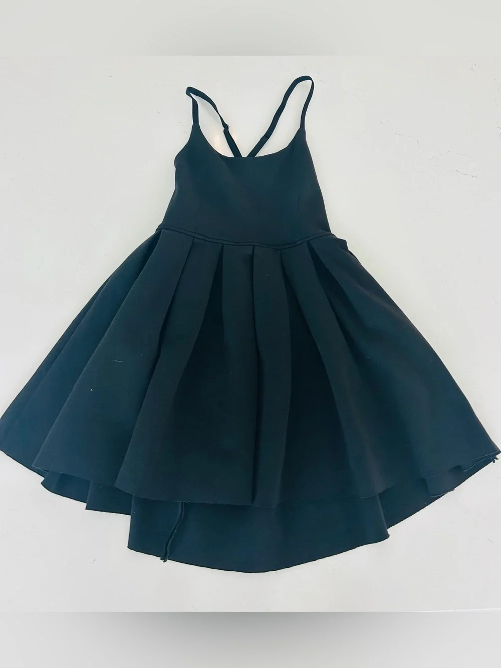Katie J NYC Black Pleated Skater Dress with Spaghetti Straps